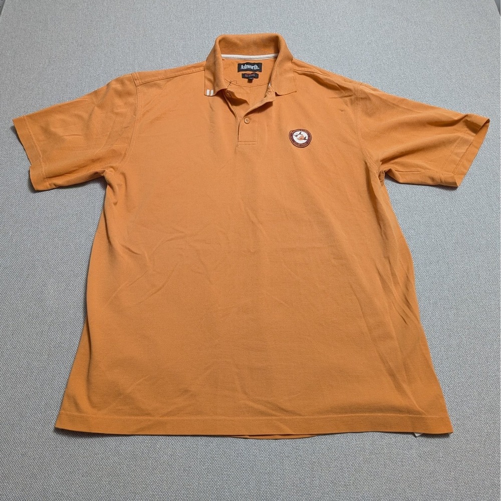 Ashworth Polo Shirt Men's Orange M EZ-TECH Moisture Wicking Golf